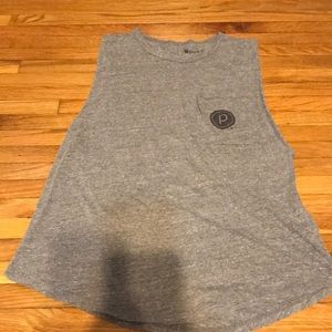 Pure Barre grey tank Size medium with front pocket